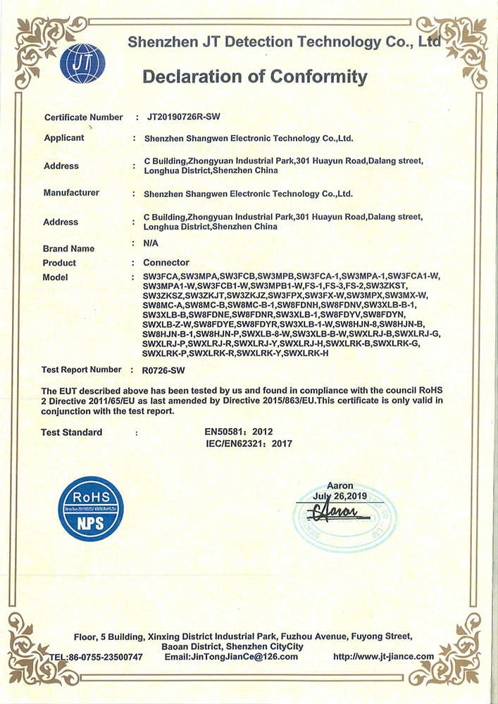 ROHS Certificate